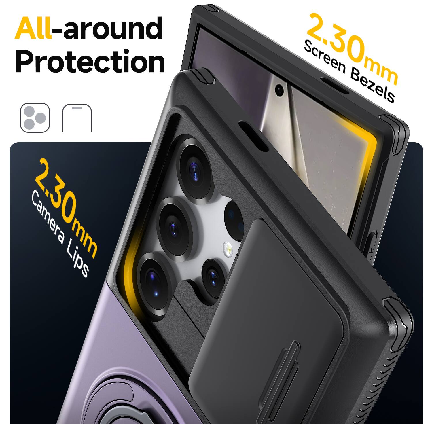 All-around Protection  
2.30mm Camera Lips  
2.30mm Screen Bezels