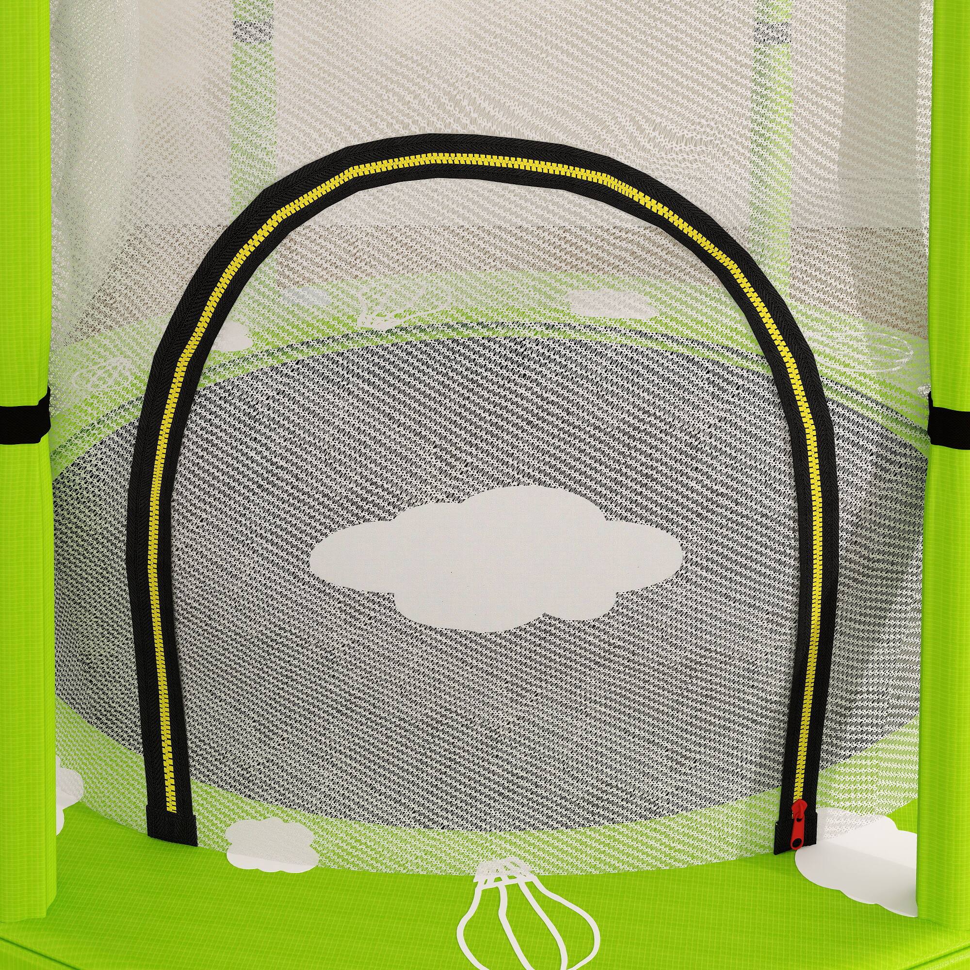 Alt View 4. Qaba - 4.6FT Trampoline, Enclosure Net, Mini Trampoline, Indoor Outdoor, Gifts, Cloud Pattern - Green.