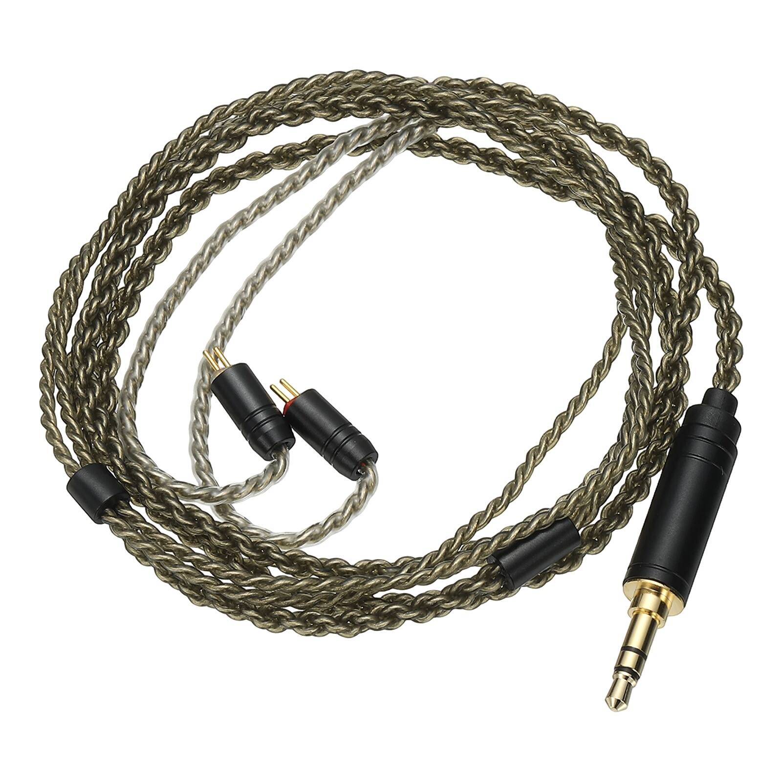 Front. Unique Bargains - IEM Earphone Cable 1.2M, 28AWG 4-Core High Purity Silver-Plated HiFi Replacement for Ananda Arya HE400SE (3.5mm, 2PIN) - Gray Green.