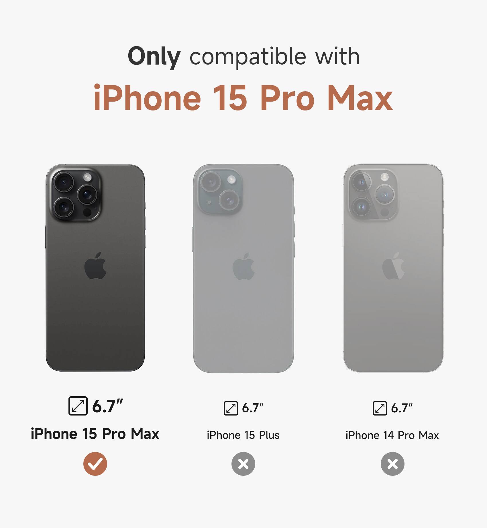 Only compatible with iPhone 15 Pro Max

6.7" iPhone 15 Pro Max

6.7" iPhone 15 Plus

6.7" iPhone 14 Pro Max