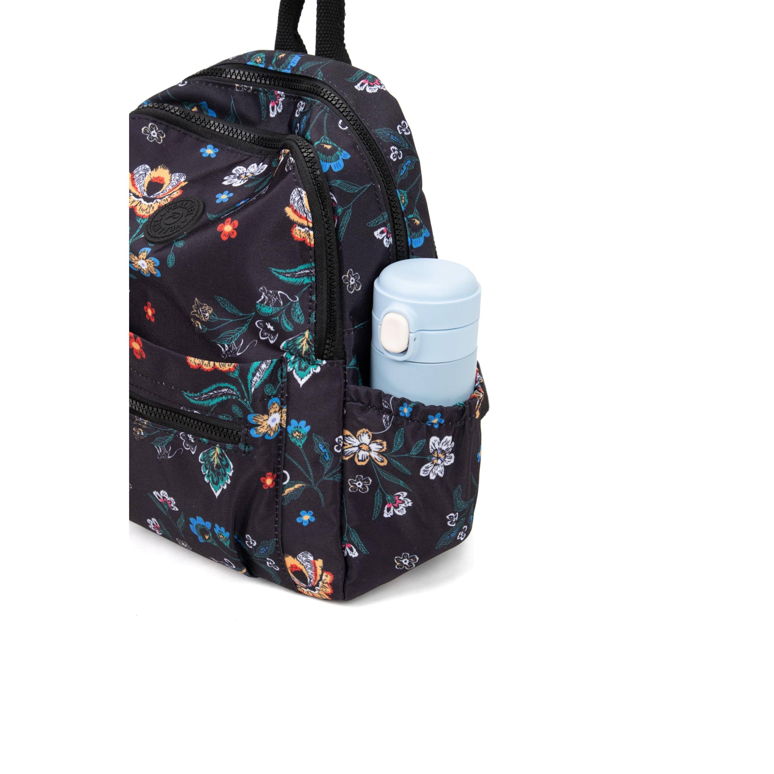 Alt View 3. Stamp n Camp - Mini Backpack Purse For Women Small Nylon Backpacks Ladies Anti Travel Bag (flower) - Black.