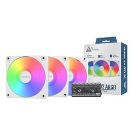 Montech - GF120 V2 ARGB GF120V2W3in1 120mm Case Fan - Sleek & Minimalist Design, High Airflow, 3 in 1 Pack with 6X6 Fan Hub - White