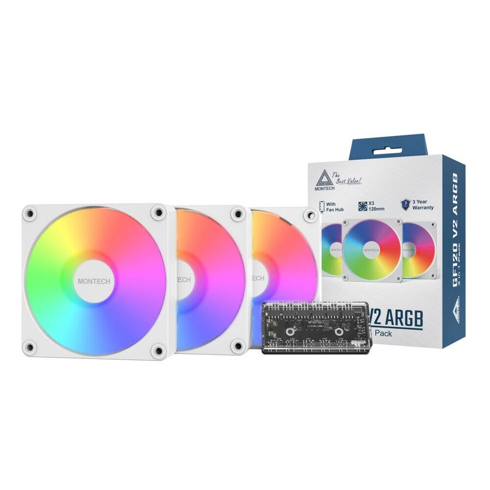 MONTECH ECH The Bert Velos!  
MONTECH x3 5 3 Year With Fan Hub S 120mm Warranty MNTER 12 ARGB V2 Pack ARGB V2 Cace GF120