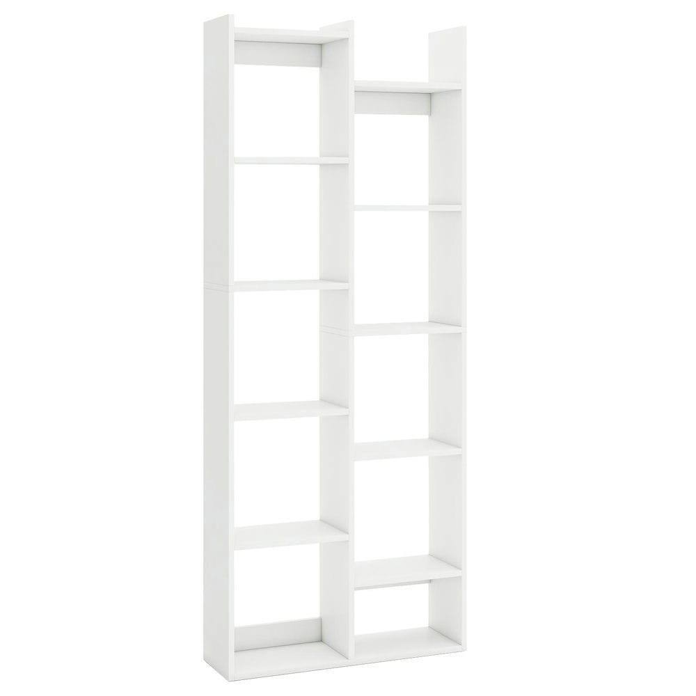 Alt View 4. Kadyn - 11-Tier Modern Book Organizer Bookcase - Equipped with Anti-Tipping Kits, White - White.