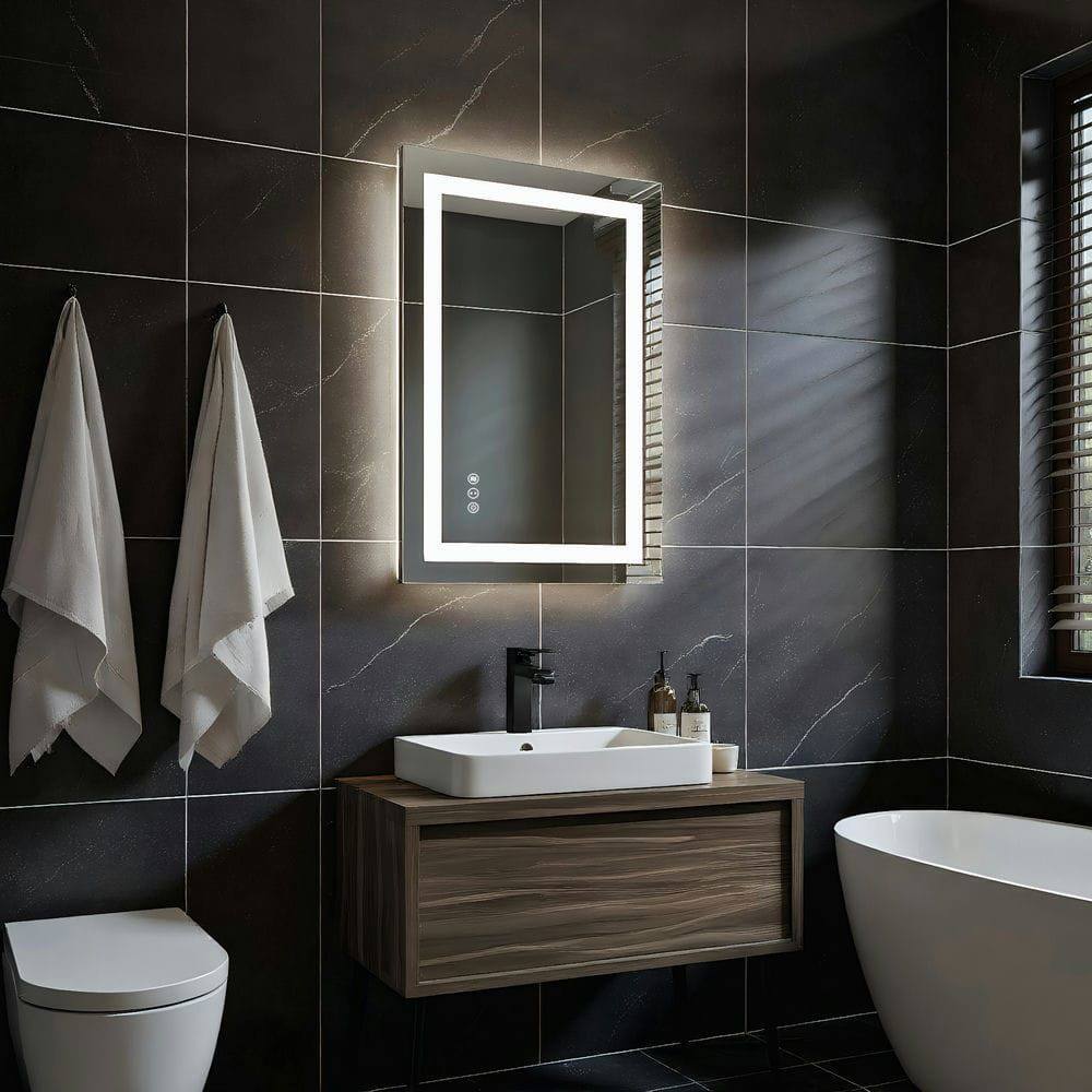 Alt View 8. Kadyn - 32x24 Inch Frameless Rectangle LED Bathroom Mirror for Vanity Lighting.