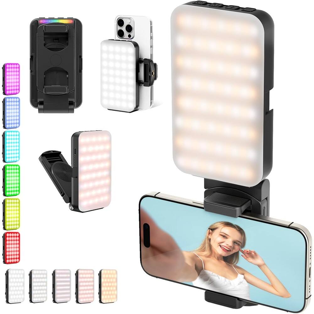 Front. Schertz - Rechargeable Phone Selfie Ring Light – Clip-On LED for iPhone & Android, Portable Lighting for Video Recording, Vlogging.