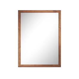Boyel Living - 48 in W x 36 in L Dark Wood Grain Rectangular Slanted Edge Aluminum Framed Wall Bathroom Vanity Mirror