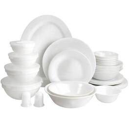 Gibson - Ultra 36 Piece Tempered Opal Glass Combo Dinnerware Set - White