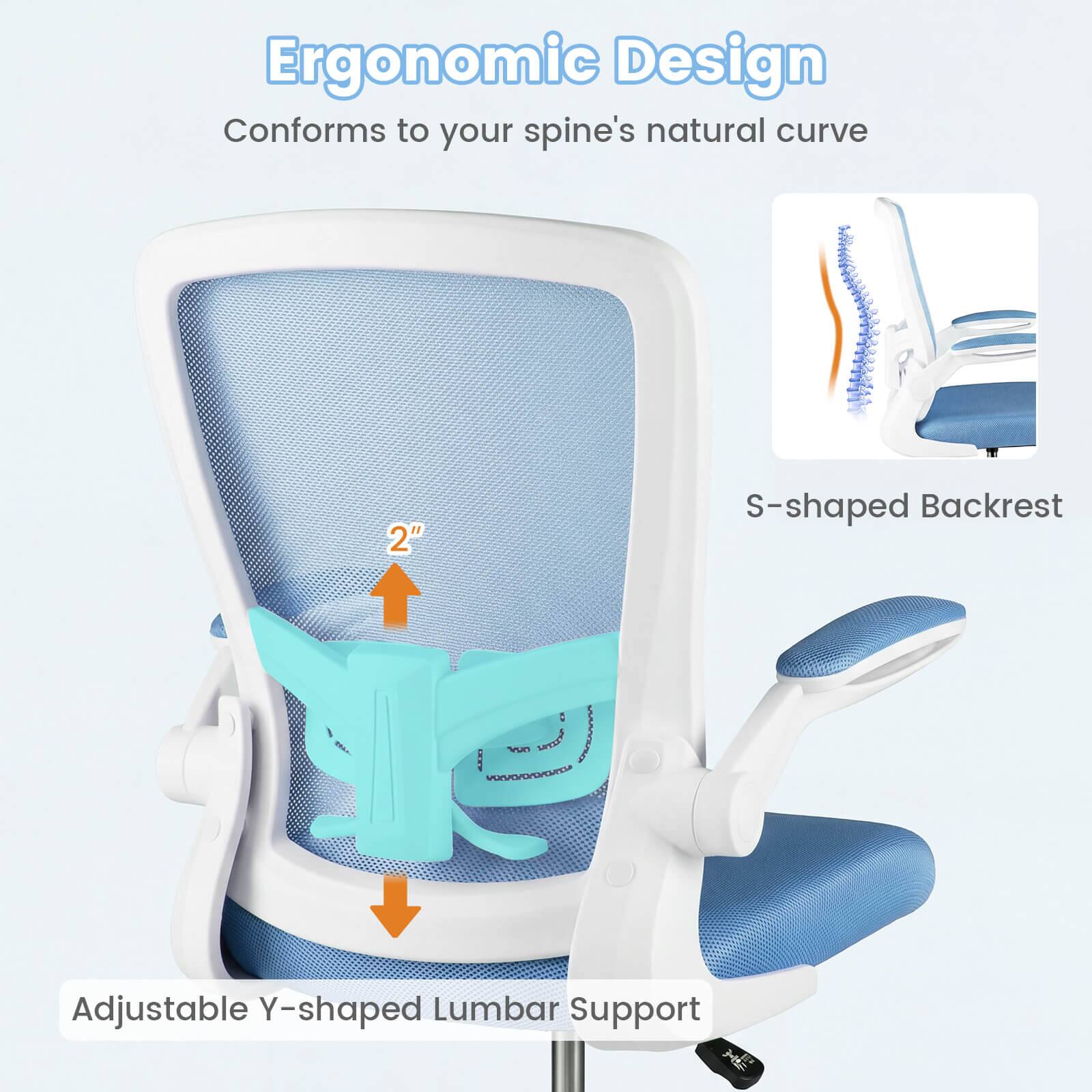 Ergonomic Design  
Conforms to your spine's natural curve  

2" S-shaped Backrest  
Adjustable Y-shaped Lumbar Support