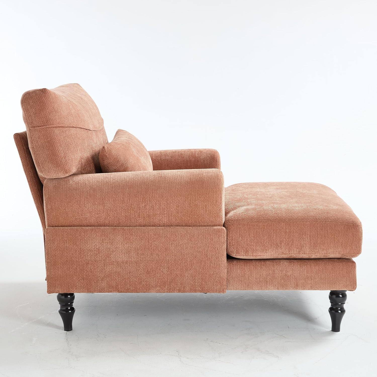 Alt View 6. Trinkets Crazed - Chaise Lounge Chair Indoor, Modern Leisure Sleeper Sofa Chair w/Double Deep Cushion, Accent Upholstered Readi - orange.