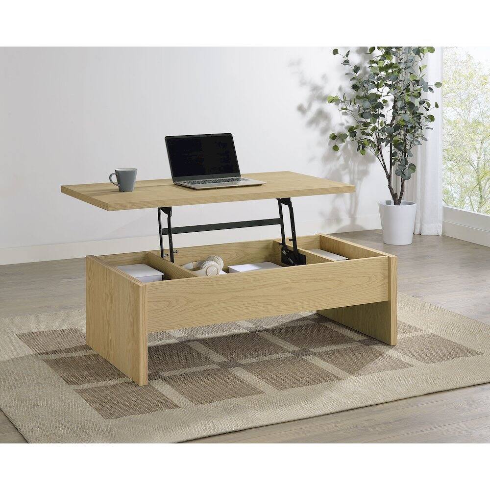 Angle. Coaster Co. of America - Canoga Engineered Wood Lift Top Coffee Table Light Oak - Light Oak.