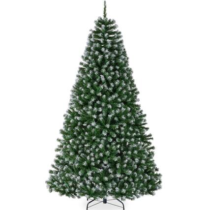 Front. Best Choice Products - Best Choice Products Artificial Frosted Christmas Tree, 9ft Premium Unlit Spruce Design, Dense Branches - Green Spruce - Frosted Green Spruce.