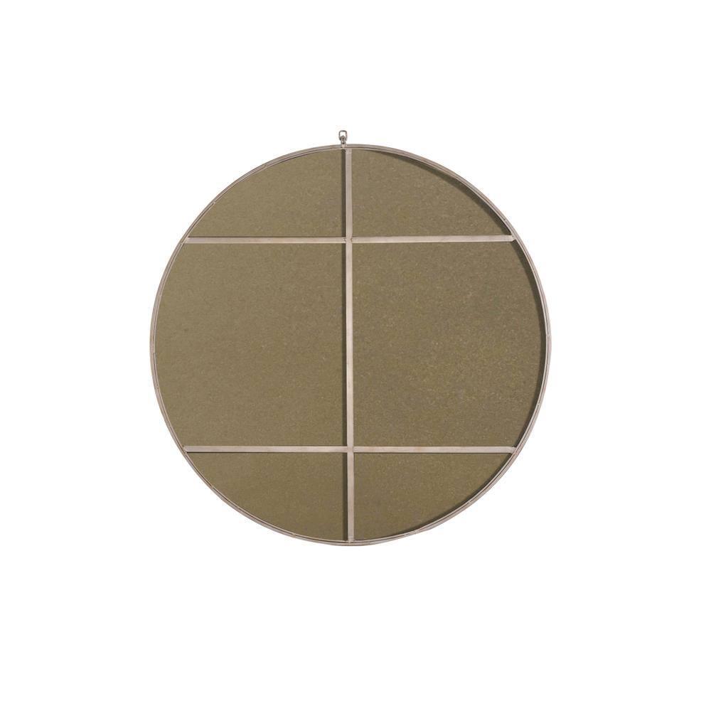 Back. Elegant Decor - Metal frame Round Mirror with decorative hook 48 inch Silver finish - Silver.