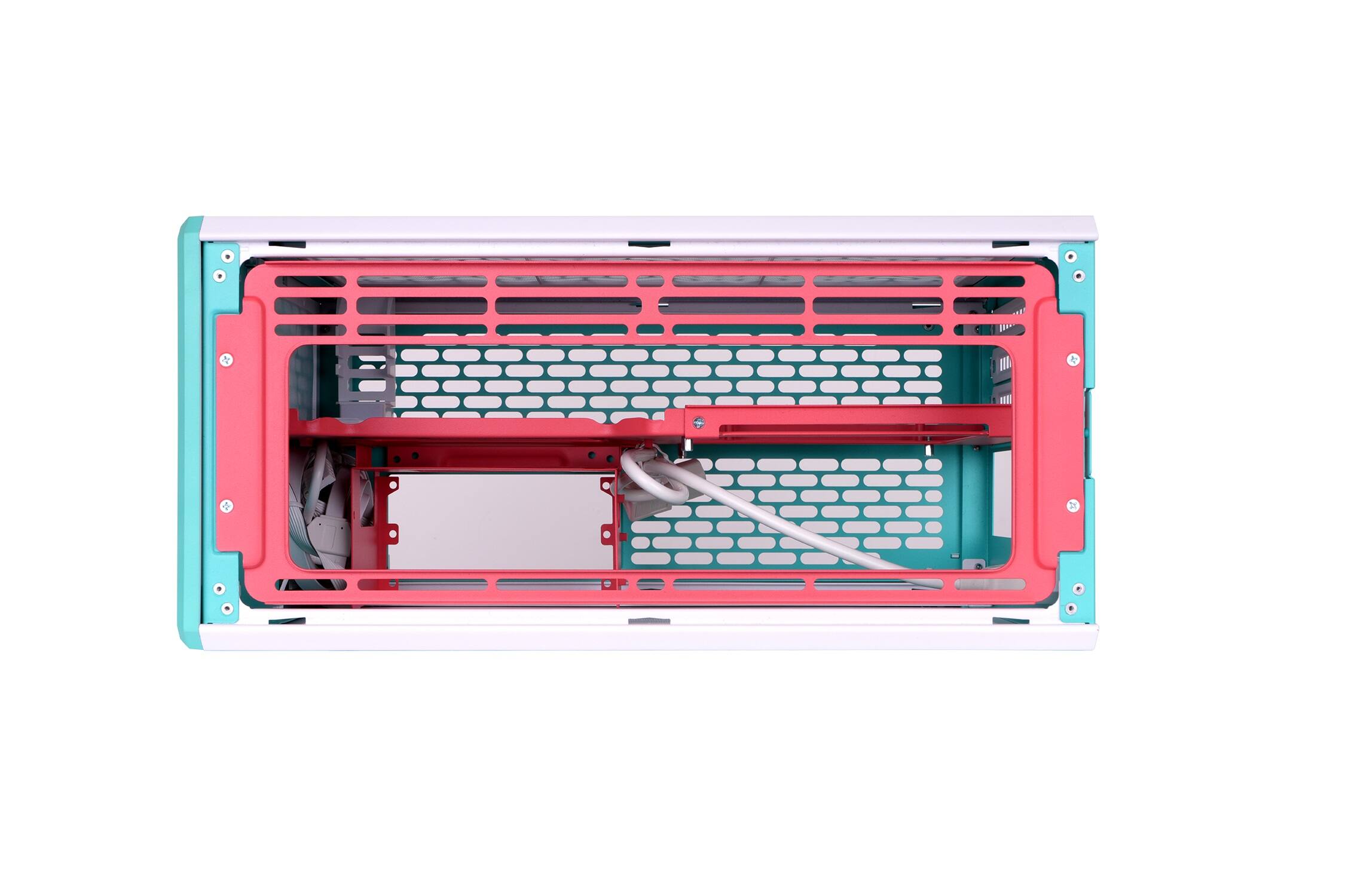 Alt View 4. Thermaltake - TR100 SFF mITX Mini Tower PC Case with PCIe 4.0 Riser Cable Included - Mint Strawberry.