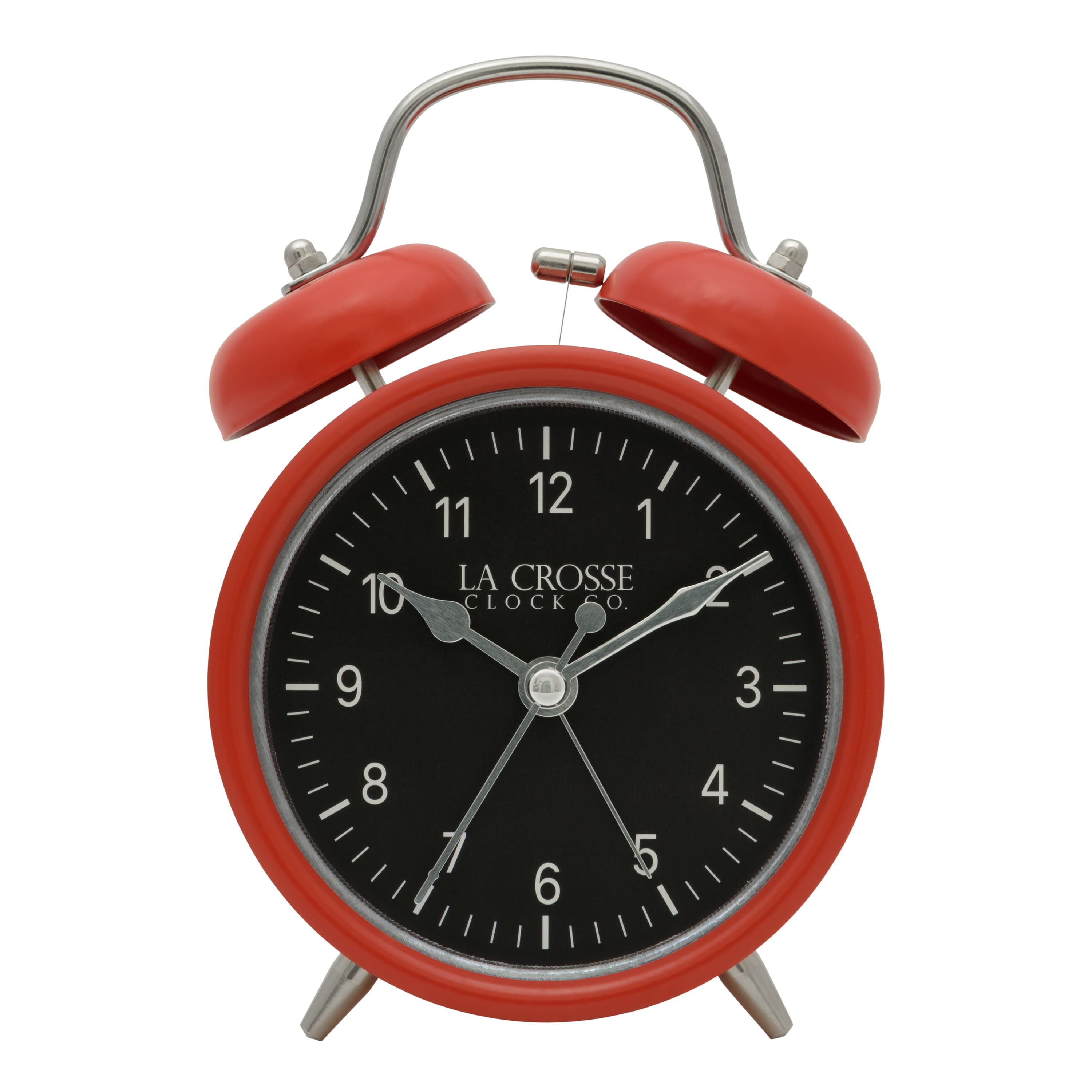 La Crosse Clock Co. - Twin Bell Quartz Analog Alarm Clock - Red