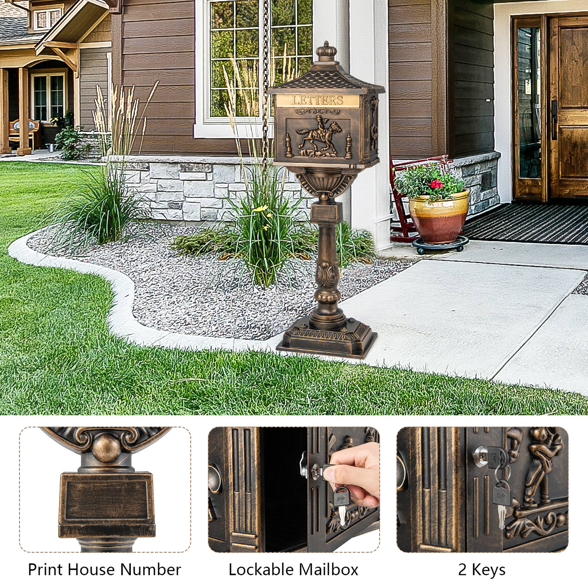 LETTERS OG Print House Number Lockable Mailbox 2 Keys