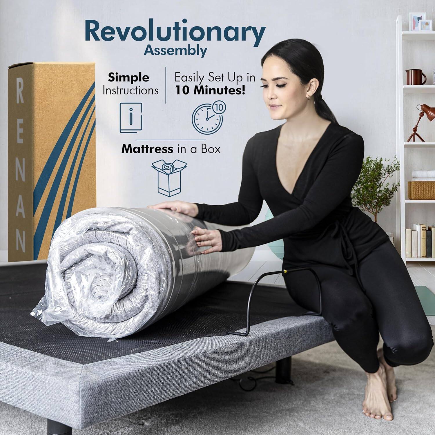 RENAN Revolutionary Assembly Simple Instructions Easily Set Up in 10 Minutes! Mattress in a Box