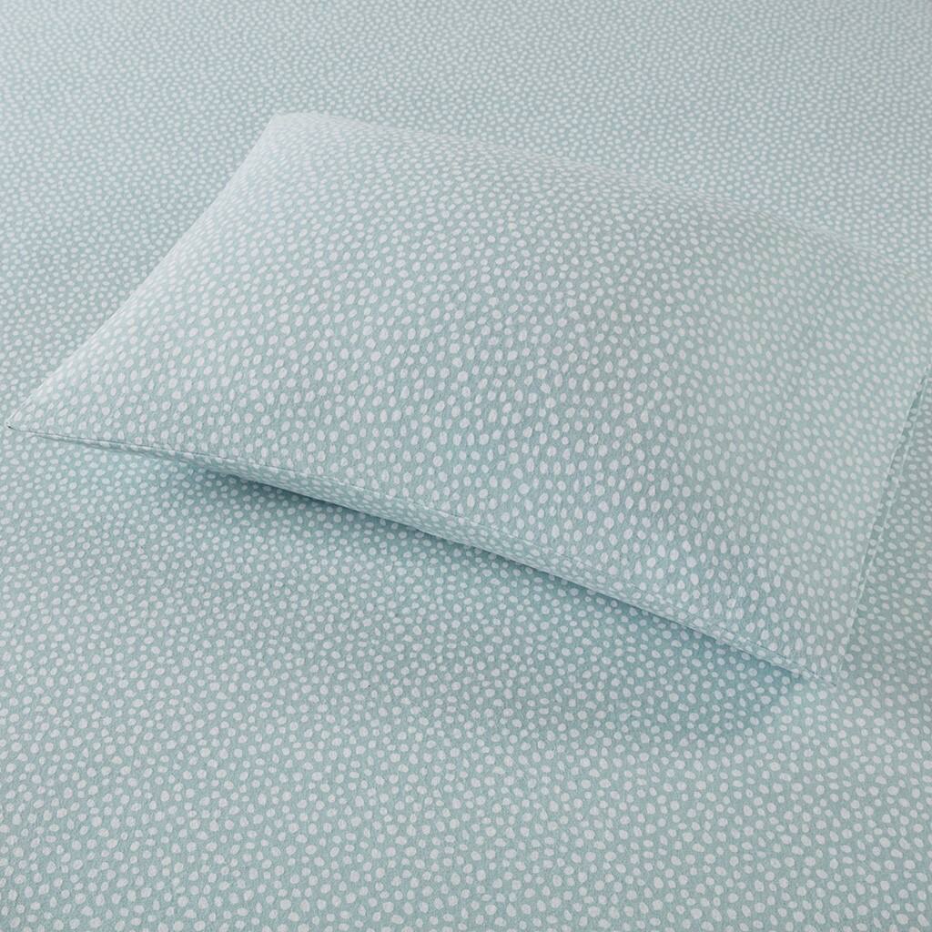 Alt View 2. Gracie Mills - Gracie Mills Persephone Cotton Flannel Sheet Set - Aqua Dots.