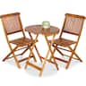 Best Choice Products - 3-Piece Acacia Wood Bistro Set, Folding Patio Furniture w/ 2 Chairs, Table - Natural