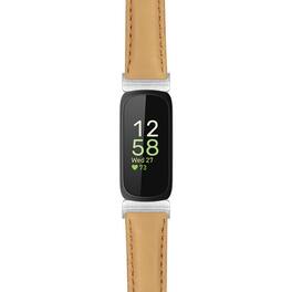 StrapsCo - Everyday Leather Watch Band Strap For Fitbit Inspire 3 (Extra Long) - Beige (Silver Hardware)