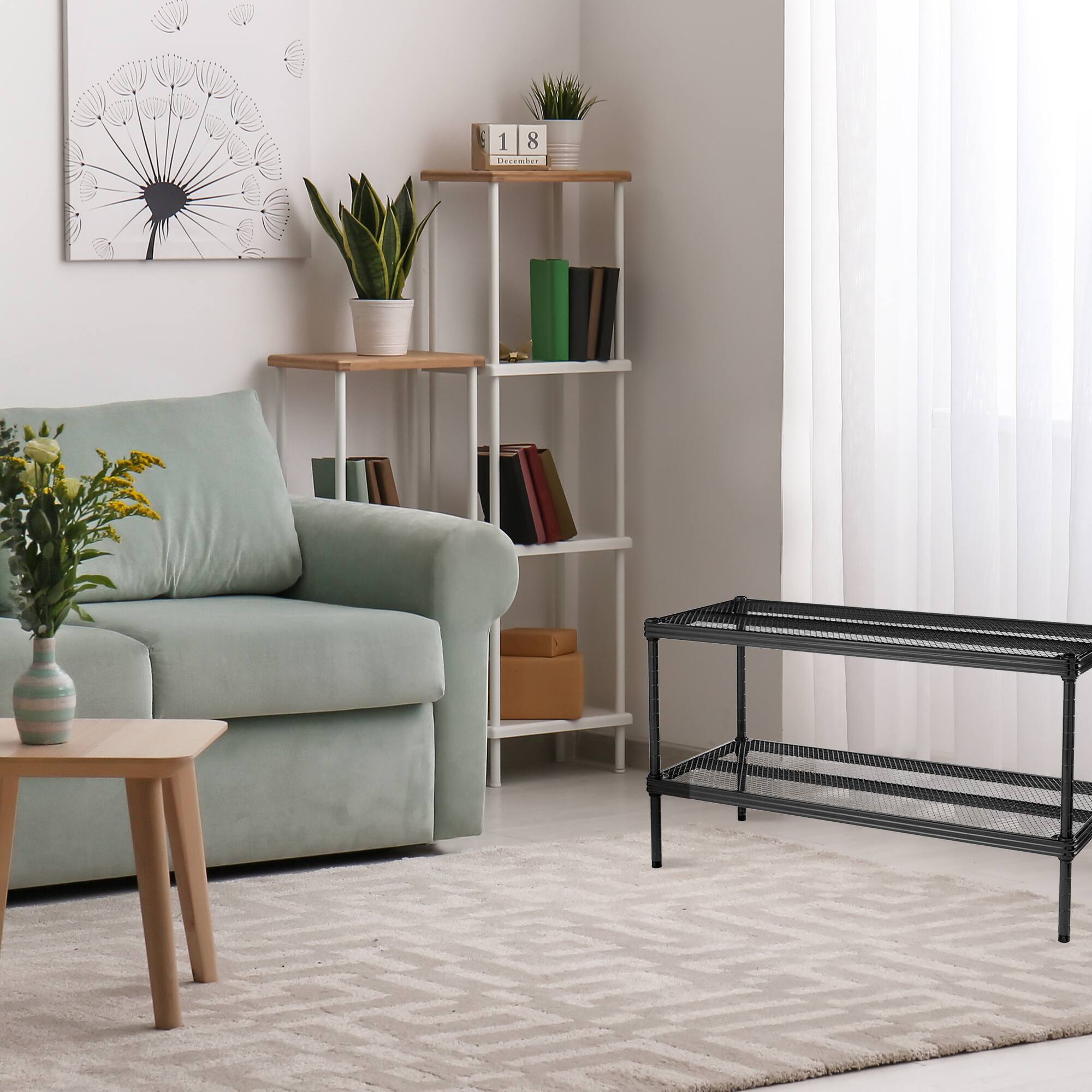 Alt View 3. Design Ideas - Design Ideas MeshWorks 2 Tier Full Size Metal Storage Shelving Unit Rack, Black - Black.