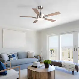 Siljoy - 42" Modern Low Profile Ceiling Fan with Light and APP/Remote,DC Reversible Motor ,Dimmable LED for Bedroom/Living Room - Nickel