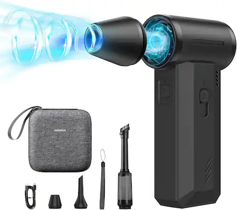 Front. Momax - 2-in-1 Electric Air Duster & Vacuum, 130,000 RPM Brushless Air Duster, 8000mAh Wireless Handheld Vacuum for Car Home.