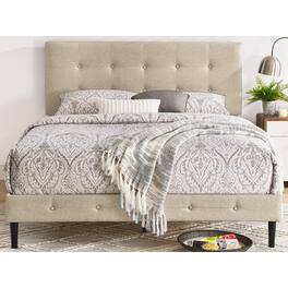 Decoro - Cambridge Upholstered Wooden Platform Bed Frame w/Headboard, Full - Linen