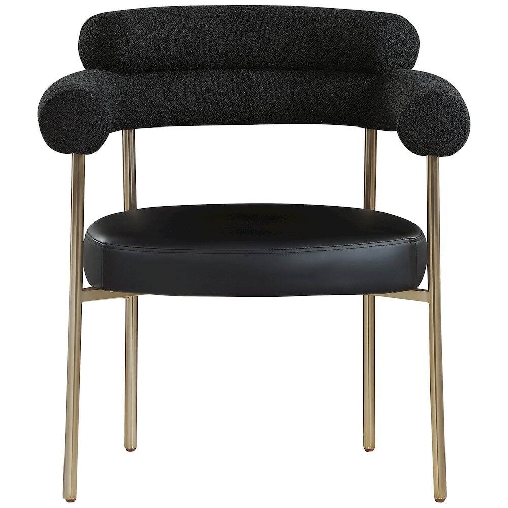 Alt View 2. Meridian Furniture - Blake Black Vegan Leather / Boucle Fabric Dining Chair, Set of 2 - Black.