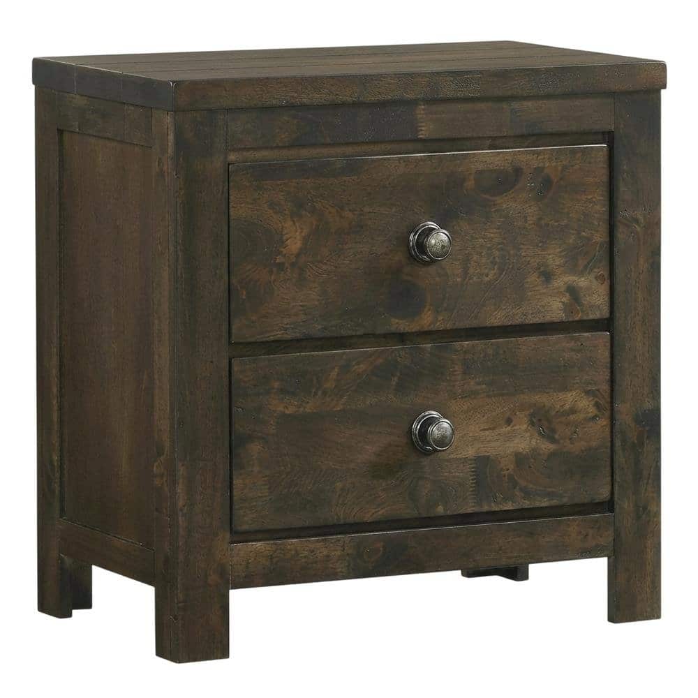 FurniFact - Solid Wood Nightstand with Classic Design for Bedroom - Rustic Gray