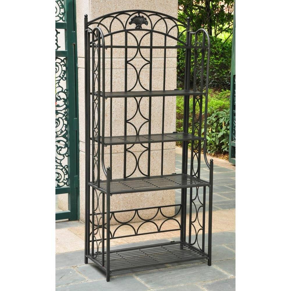 Left. International Caravan - International Caravan Iron 5-Tier Bakers Rack - Antique Black.