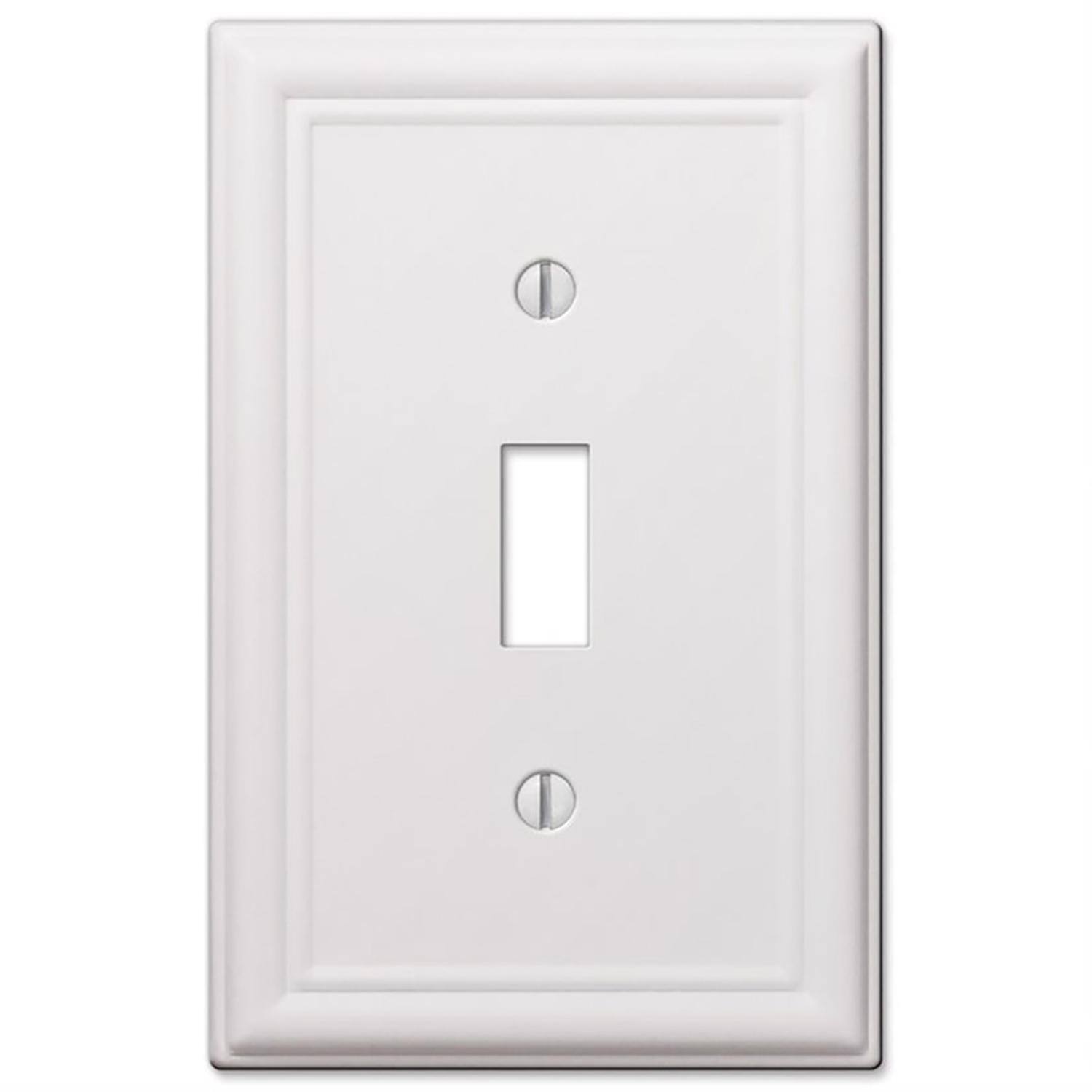 Angle. AMERELLE - Amerelle Chelsea White 1 gang Stamped Steel Toggle Wall Plate 1 pk - White.