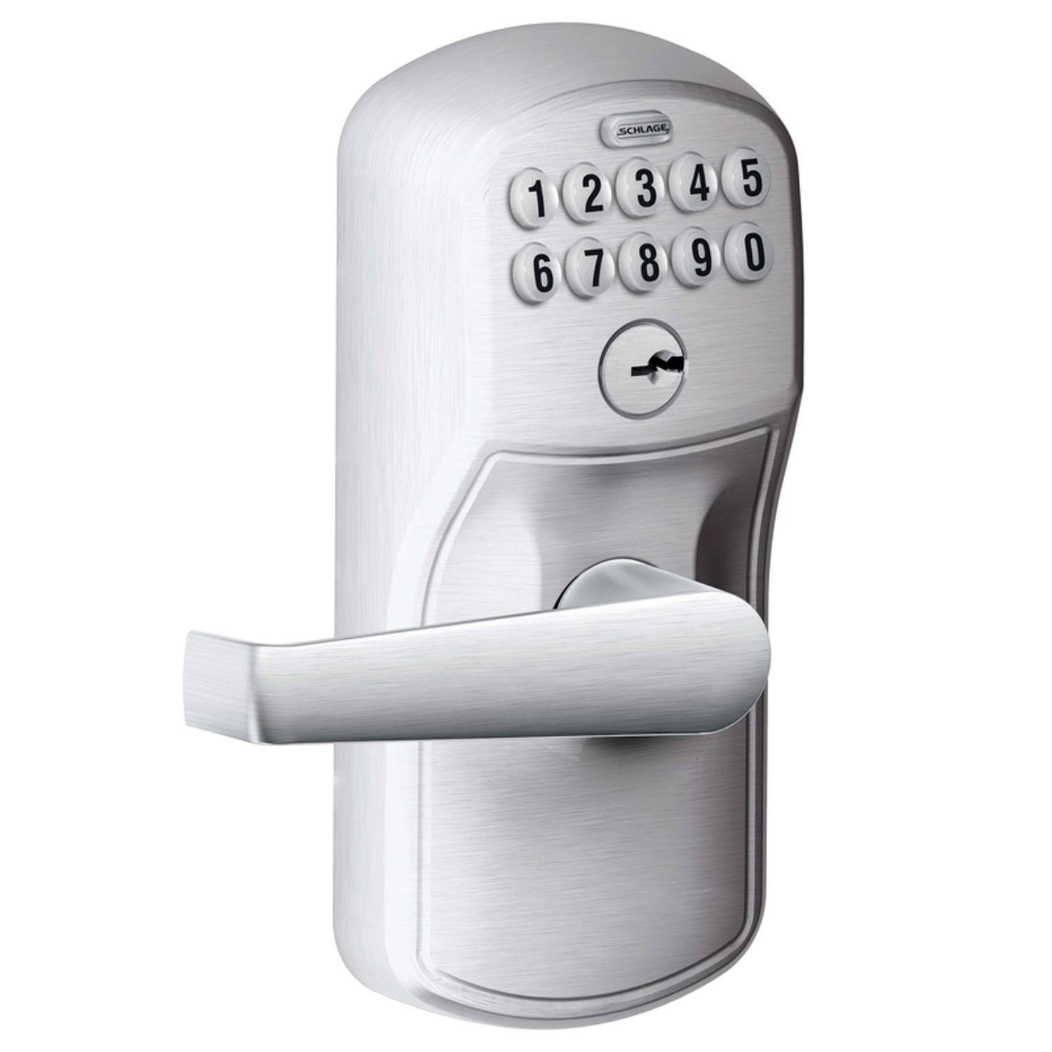 Left. Schlage - Schlage Satin Chrome Steel Electronic Keypad Entry Lock - Satin Chrome.
