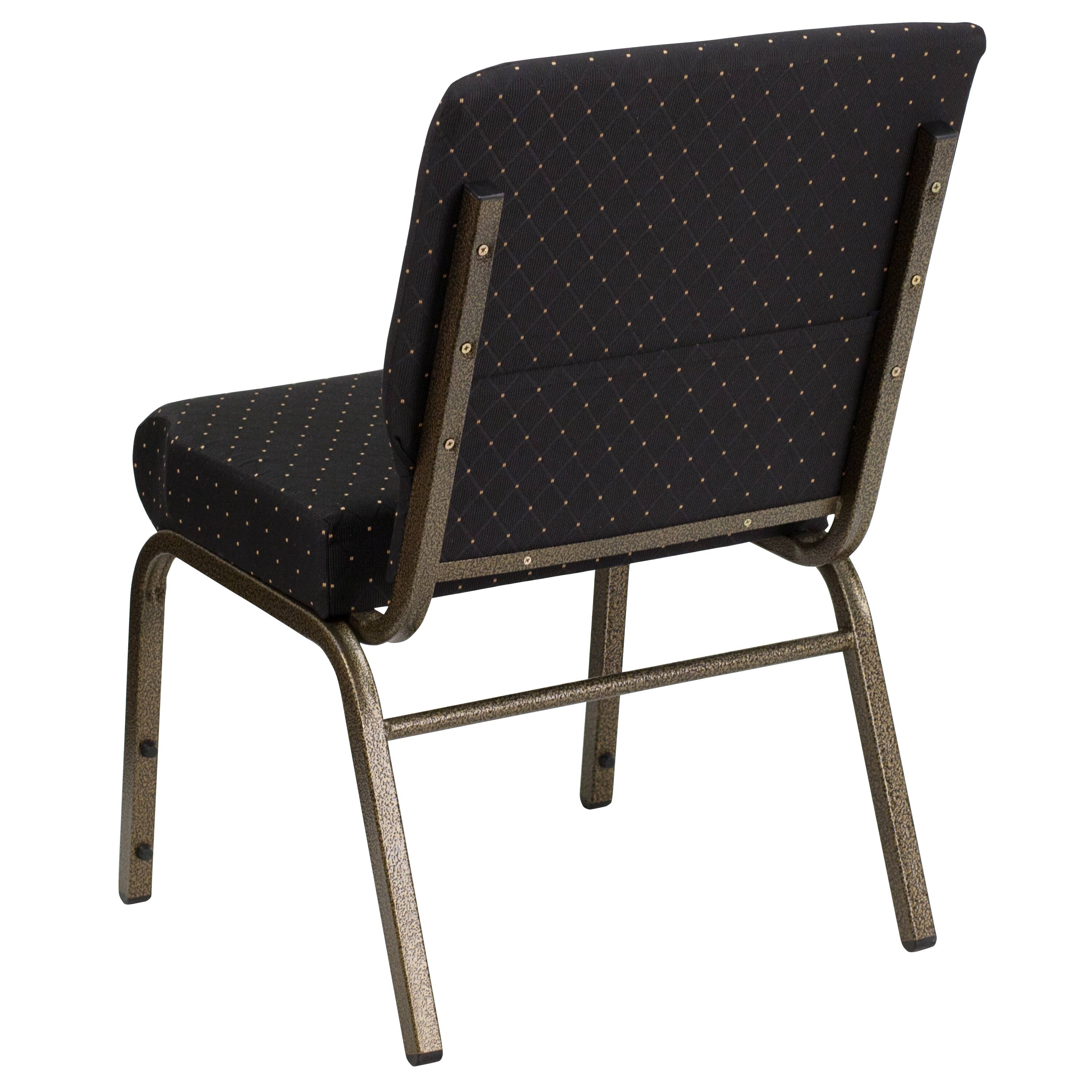 Alt View 5. Emma + Oliver - 4 Pack 21''W Stacking Church Chair - Black Dot Patterned Fabric/Gold Vein Frame.