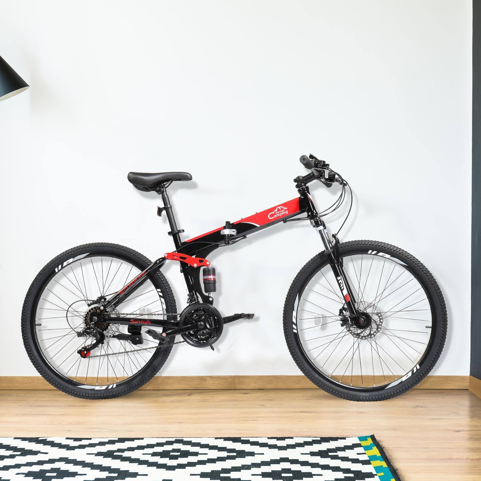 Alt View 4. Winado - Folding Mountain Bike Full Suspension 26" 21 Speeds Bicycle for Adult Men Women - Black.