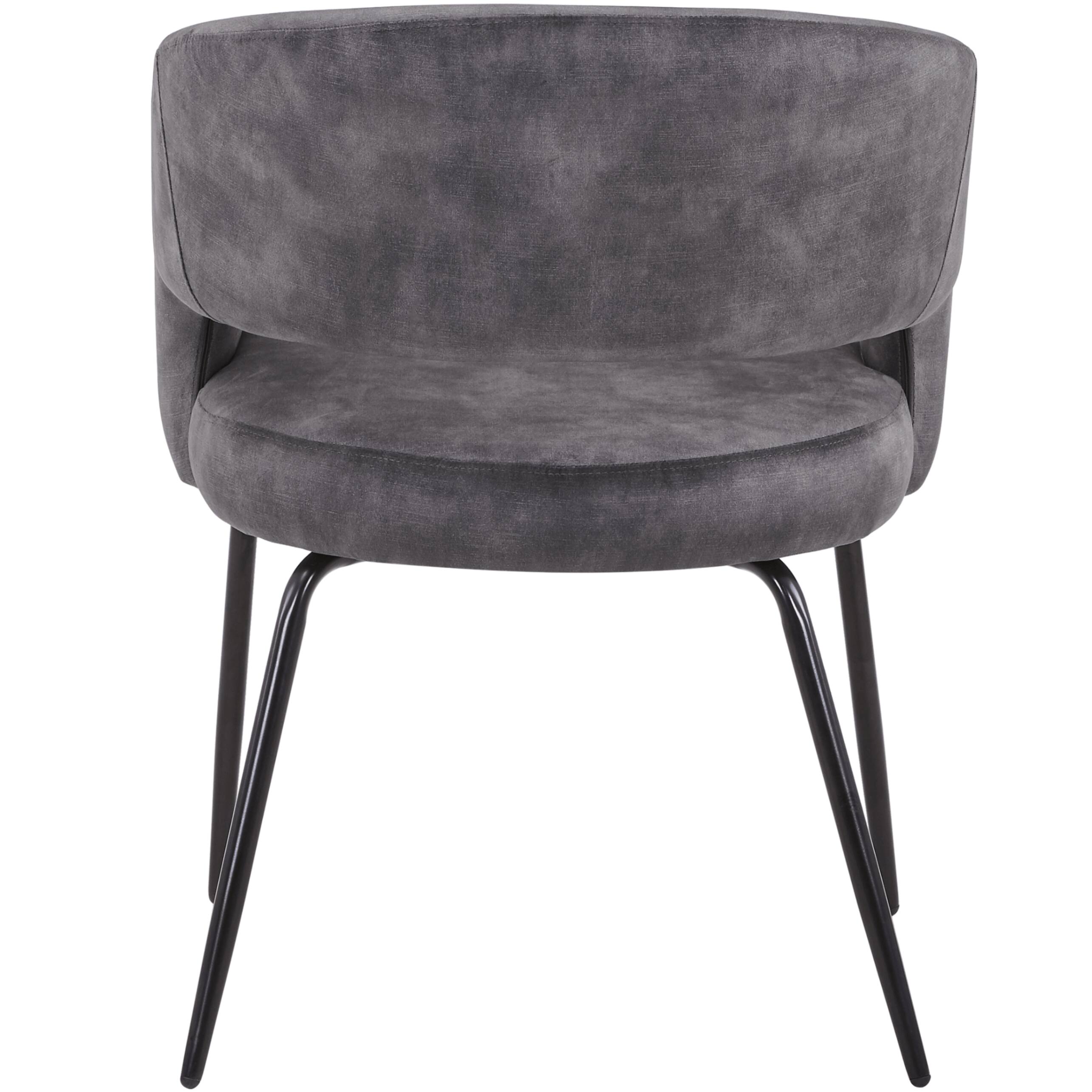 Alt View 4. LeisureMod - Gavin Modern Upholstered Dining Chair, Open Back Velvet/PU Leather Accent Chair with Metal Legs - Charcoal Velvet.