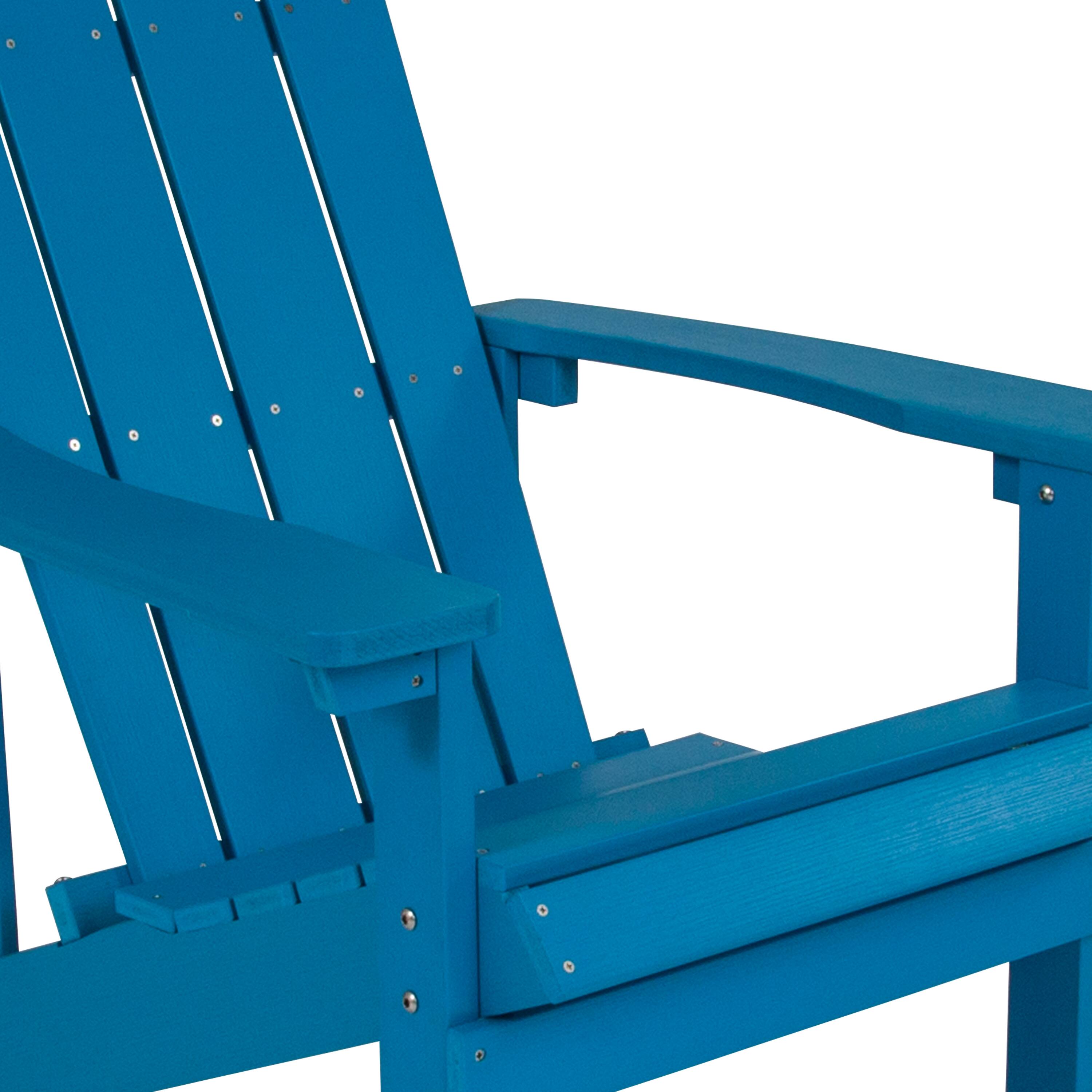 Alt View 9. Emma + Oliver - 2 Pack Outdoor All-Weather Poly Resin Wood Adirondack Chairs - Blue.