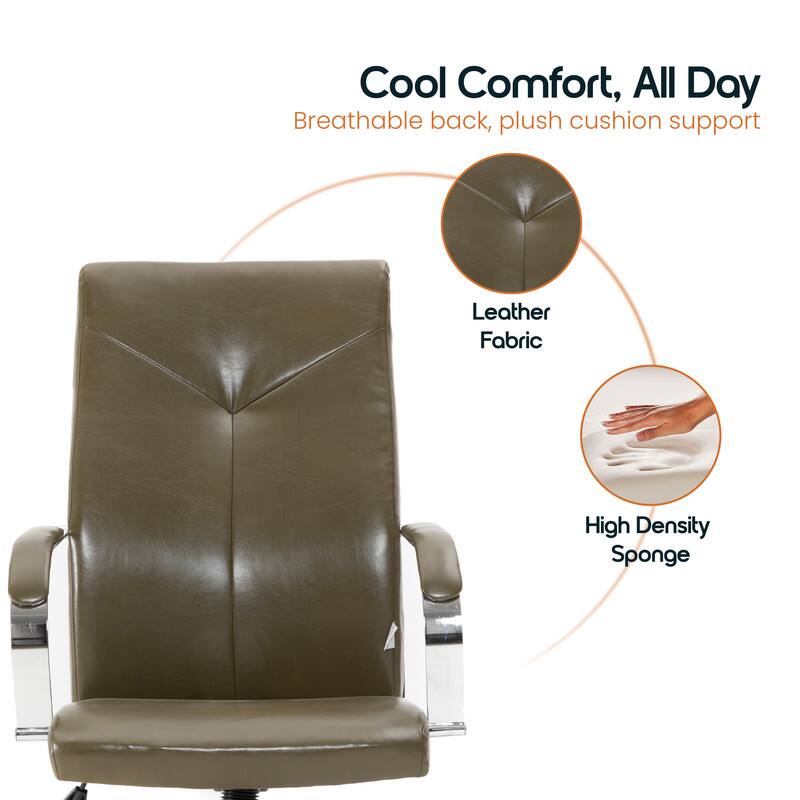 Cool Comfort, All Day  
Breathable back, plush cushion support  

Leather Fabric  
High Density Sponge