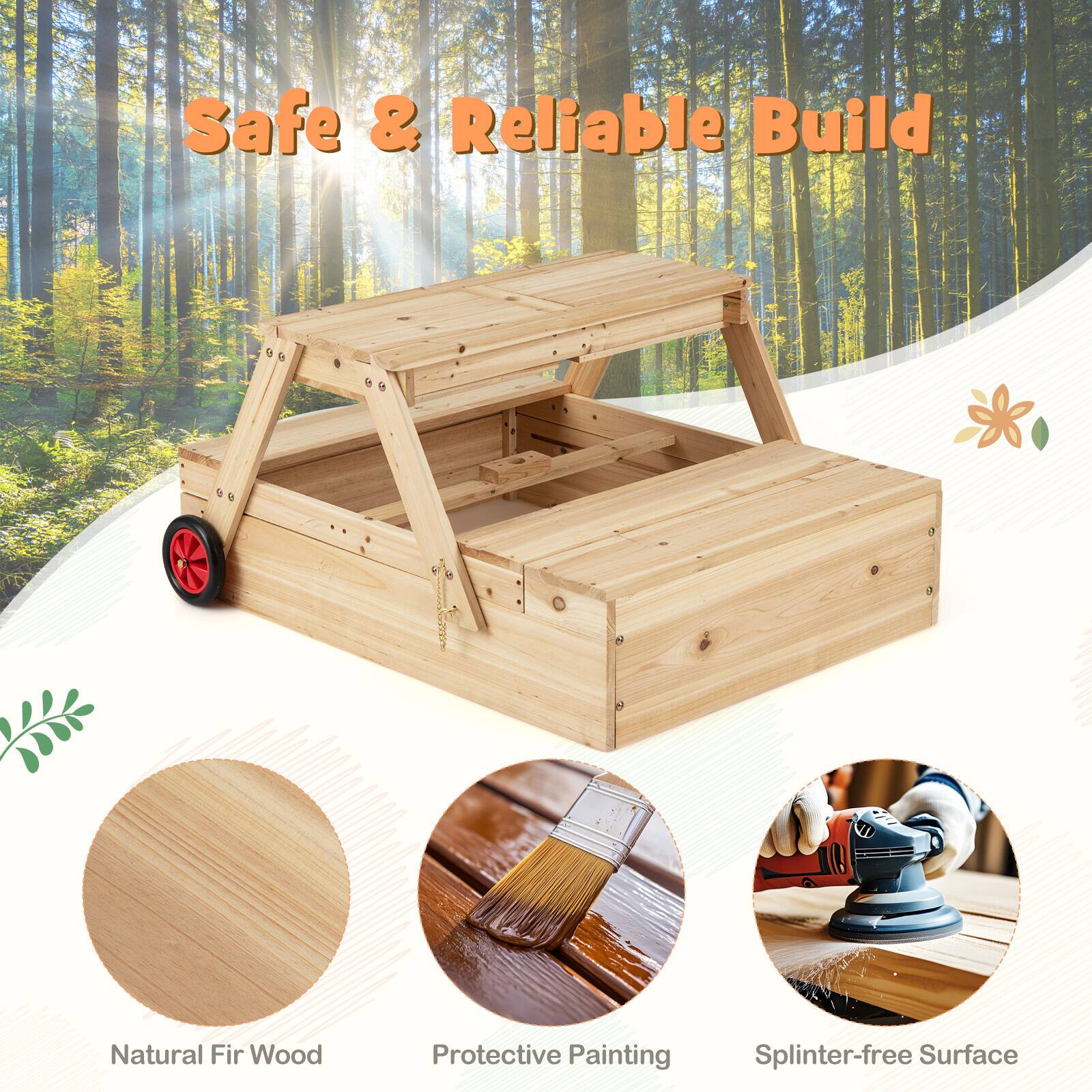 Safe & Reliable Build

- Natural Fir Wood
- Protective Painting
- Splinter-free Surface