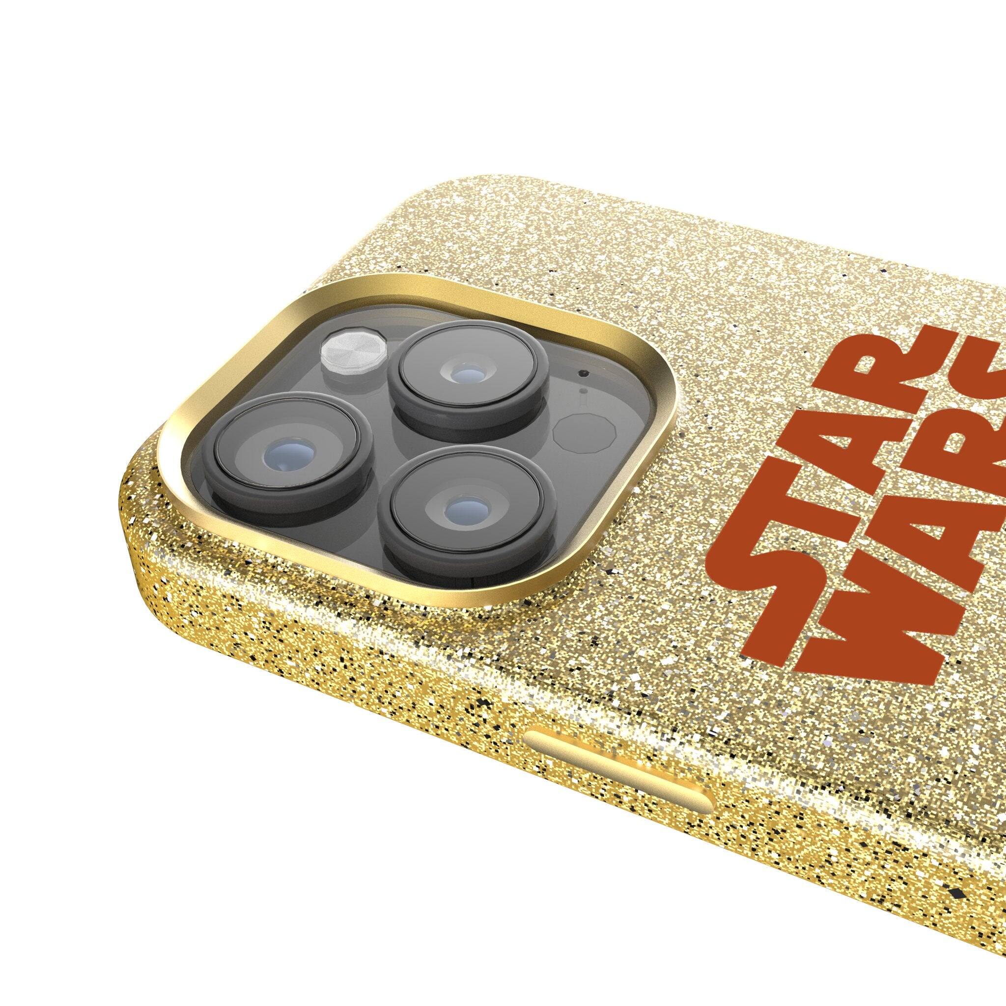 Back. Keyscaper - Star Wars: The Force Awakens Color Block Gold Bling Phone Case - Apple iPhone 14 Pro Max - BB-8.