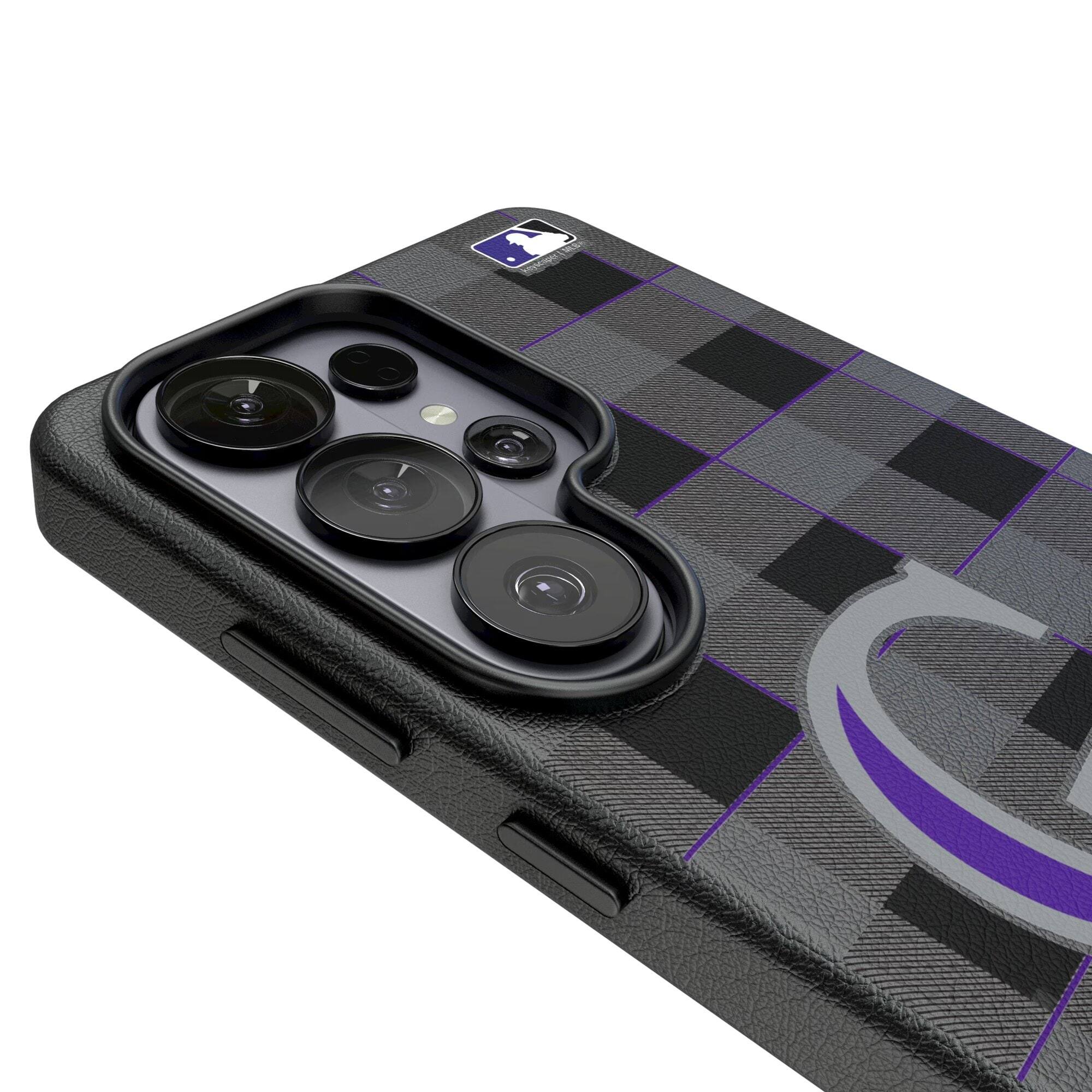 Alt View 2. Keyscaper - Colorado Rockies Plaid Galaxy Magnetic Bump Case - S25 - Black.