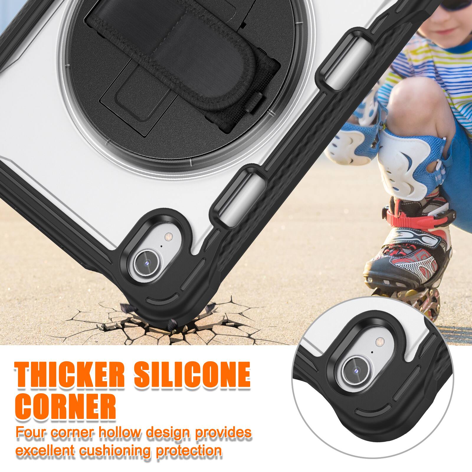 THICKER SILICONE CORNER

Four corner hollow design provides excellent cushioning protection