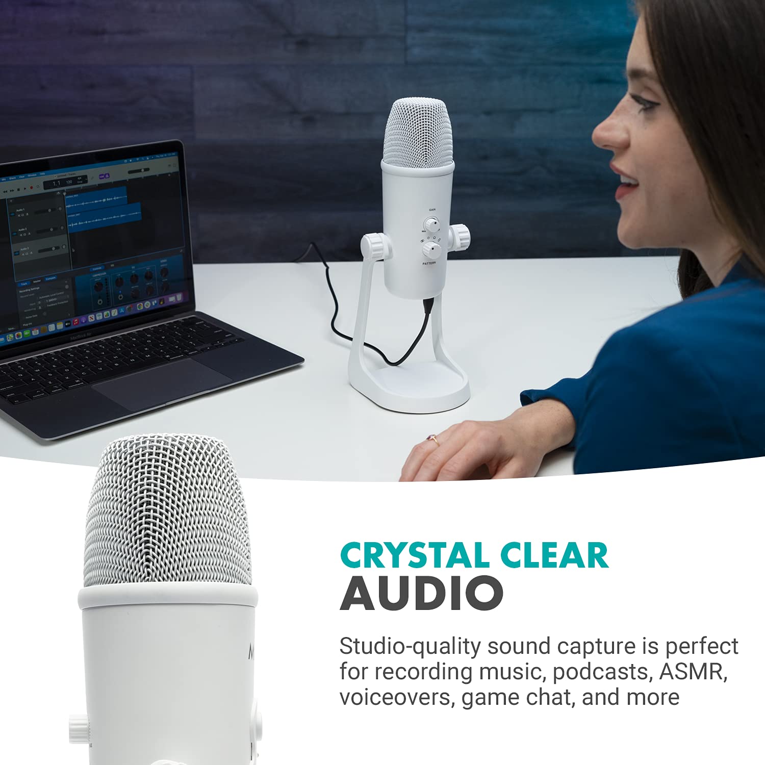 **CRYSTAL CLEAR AUDIO**

Studio-quality sound capture is perfect for recording music, podcasts, ASMR, voiceovers, game chat, and more