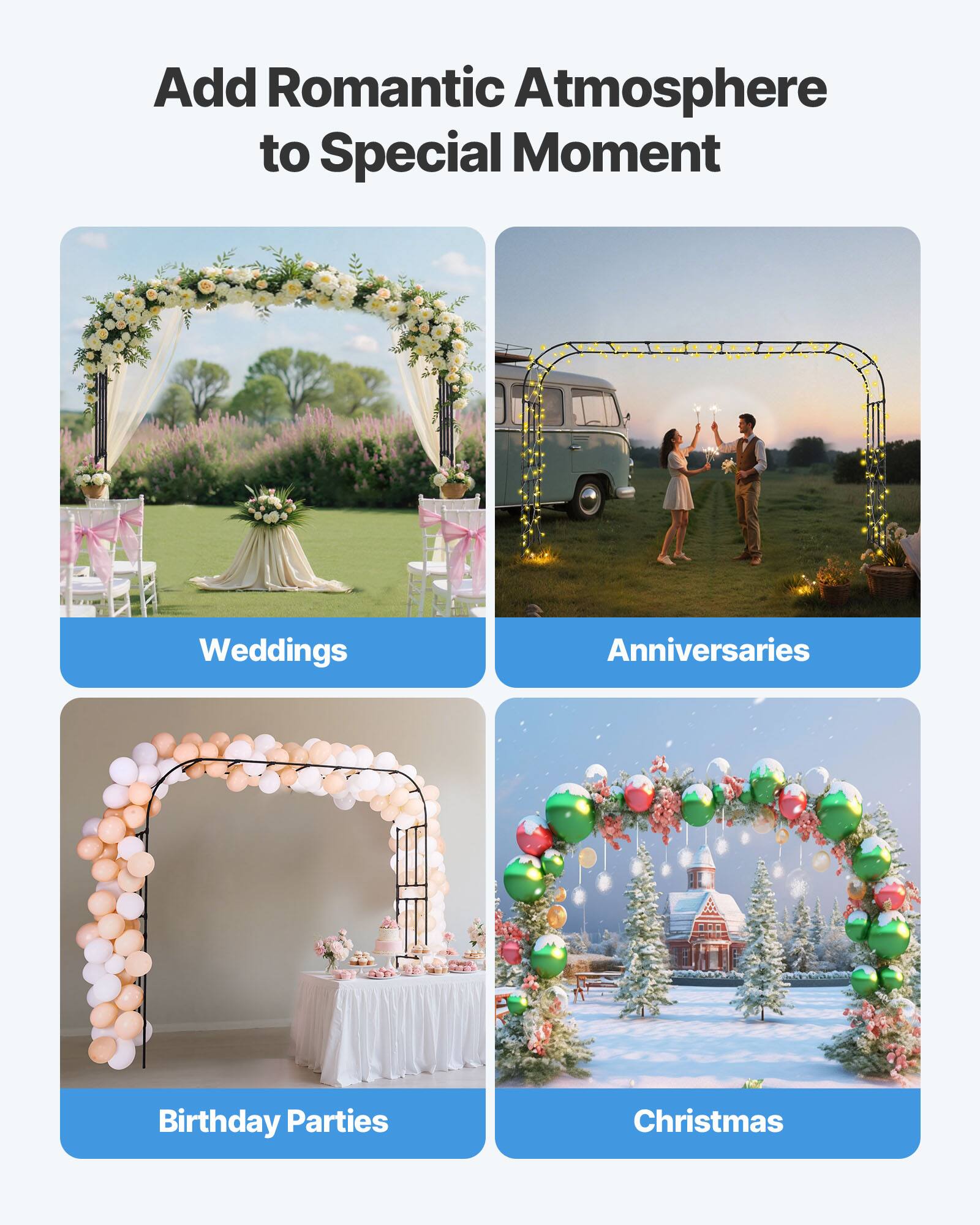 Add Romantic Atmosphere to Special Moment

Weddings

Anniversaries

Birthday Parties

Christmas