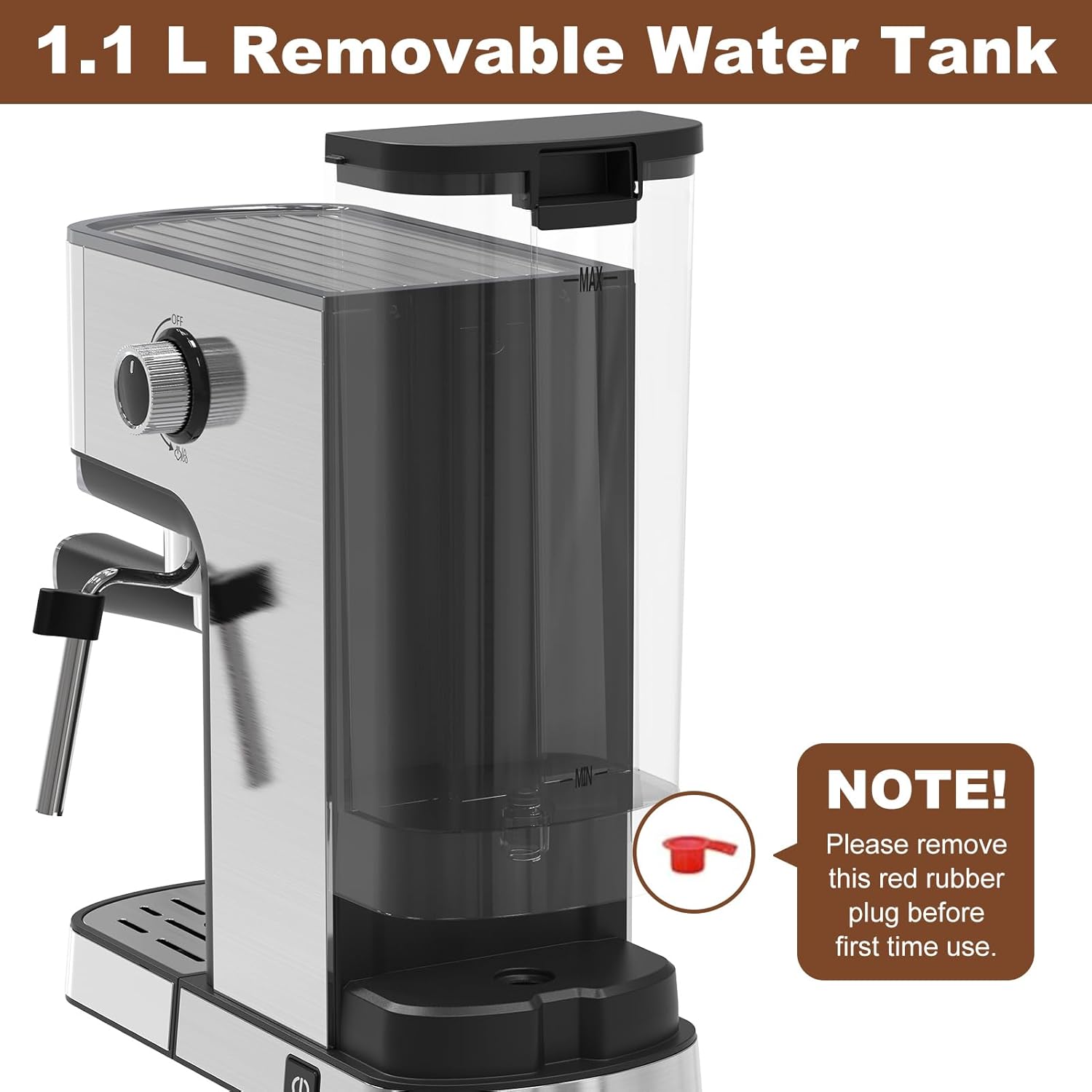 MOOSOO Espresso Machine with Milk Frother, 20 Bar Compact Coffee