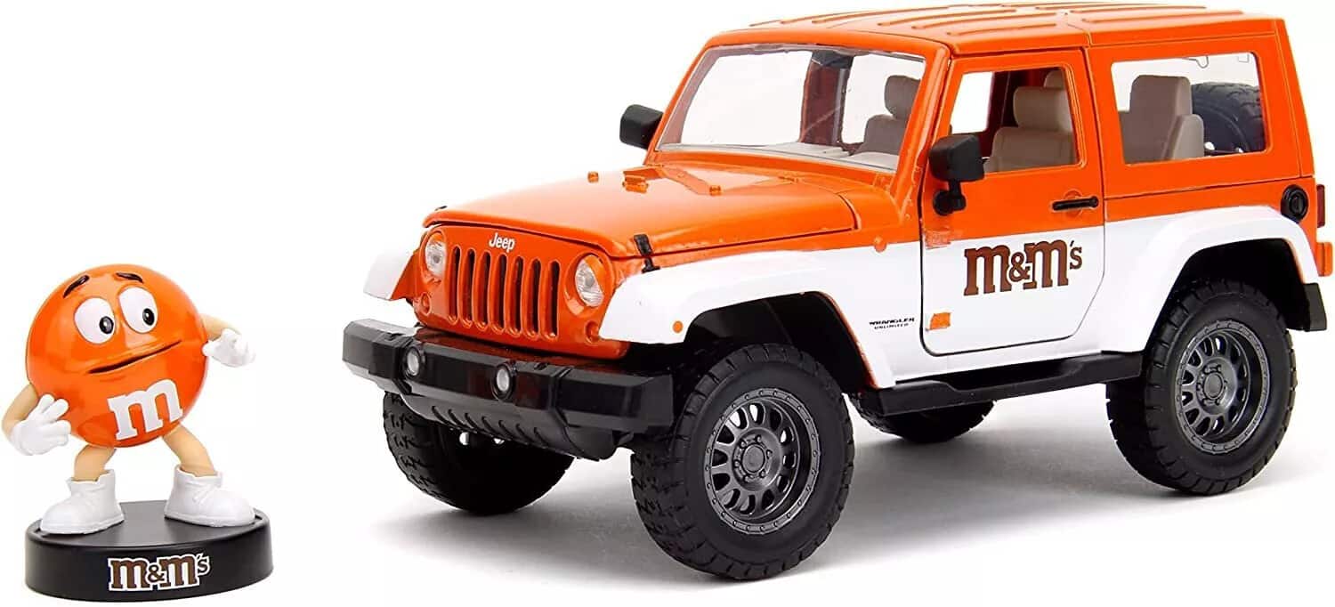 Jada 1/24 M&M’s オレンジ&2007 ジープ ラングラー　8/14 Amazon.com: M&M's 1:24 2007 Jeep Wrangler Die-cast Car