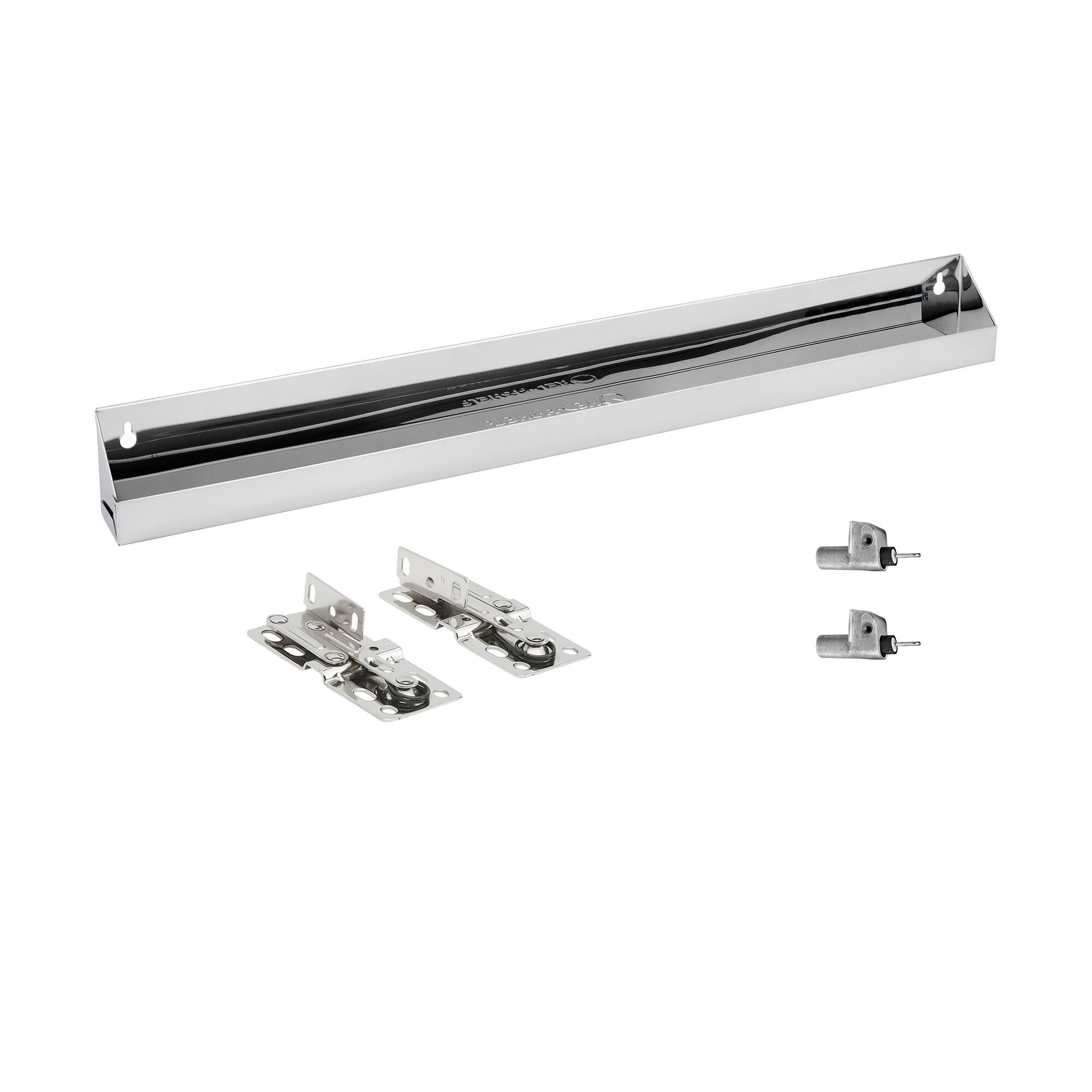 Front. Rev-A-Shelf - Rev-A-Shelf 28" Tip Out Tray w/ Soft-close for Sink Base Cabinet, 6581-28SS-SC-1 - Silver.