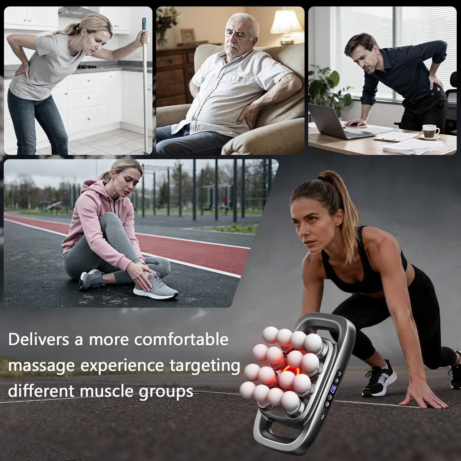 Delivers a more comfortable massage experience targeting different muscle groups