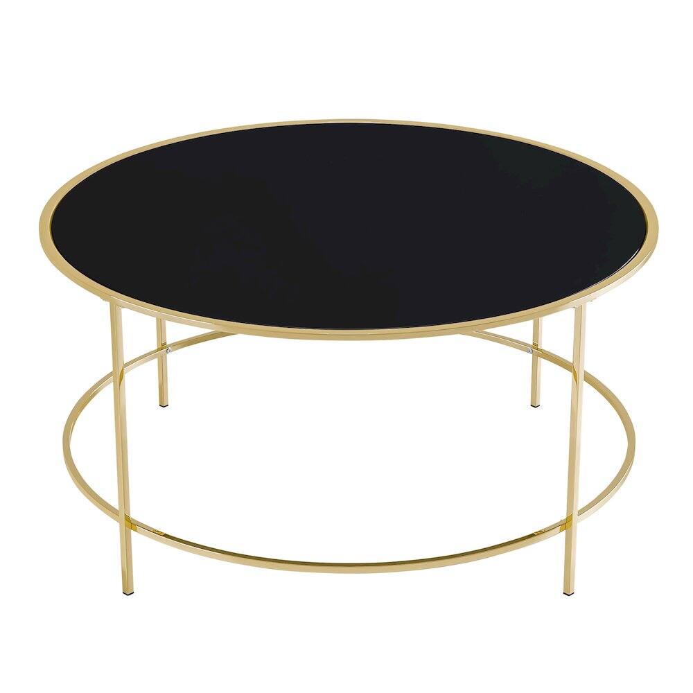 Furniture of America - Rockbel Contemporary Glass Top Round Coffee Table - Gold