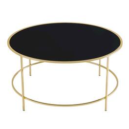 Furniture of America - Rockbel Contemporary Glass Top Round Coffee Table - Gold